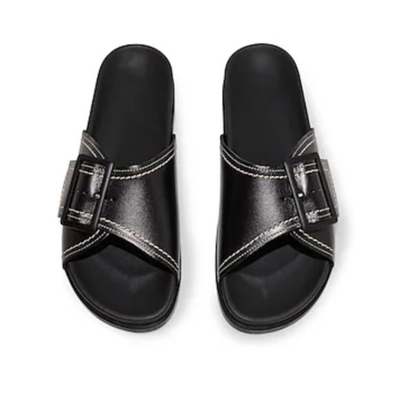 COS Contrast-Stitch Buckled Leather Slides - Picture 2 of 16